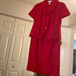 2pcs red dress with small details jacket